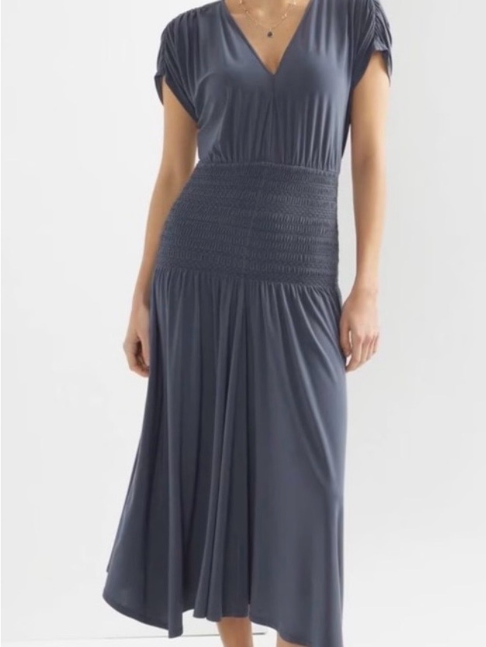White House Black Market Slate Blue Midi Dress